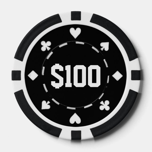 Casino, $100, Poker Chips, Black/White Pokerchips (Vorderseite)