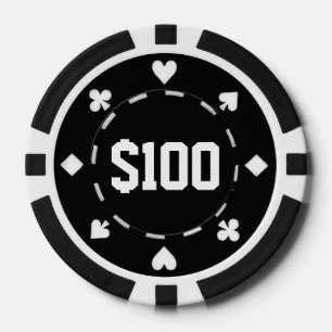 Casino, $100, Poker Chips, Schwarz/Weiß Pokerchips