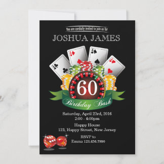 Casino 60. Geburtstag Einladung - jedes Alter