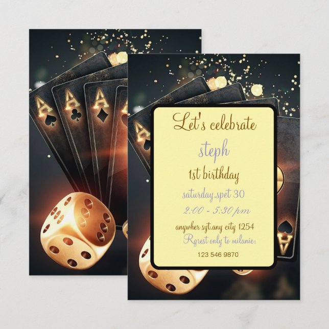 casino art déco carte d'anniversaire invitation (Devant / Derrière)