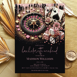 Casino Bachelorette Luxus Black Pink Gold Einladung