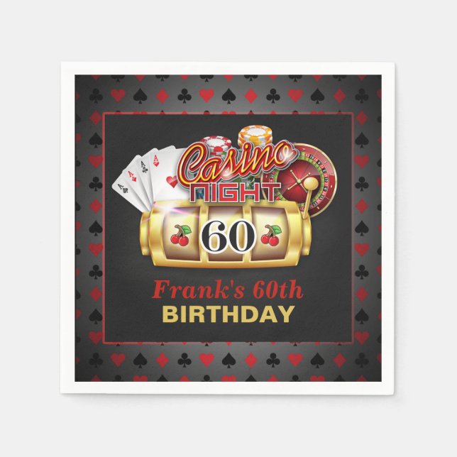 Casino Birthday Paper Napkins - 60. Geburtstag Serviette (Vorderseite)