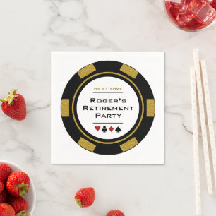 Casino Black Gold Poker Chip Ruhestandsfeier Serviette