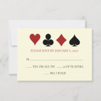 Casino Card Anzug Black Off White Wedding RSVP