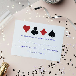 Casino Card Anzug Navy Blue White Wedding RSVP