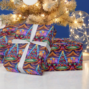 Casino Card Tisch und Poker Chip Weihnachtsbaum Geschenkpapier