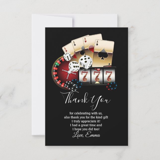 casino, carte de remerciements de poker (Devant)