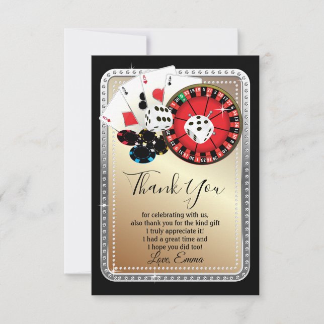 casino, carte de remerciements de poker (Devant)