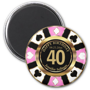 Casino Chip Las Vegas Geburtstag - Pink Magnet