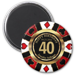 Casino Chip Las Vegas Geburtstag - Rotes Magnet