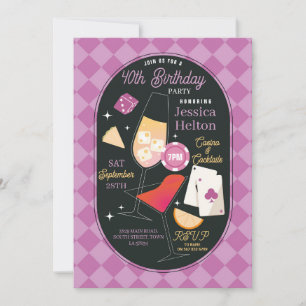 Casino Cocktails Las Vegas Geburtstagskarten Pink Einladung