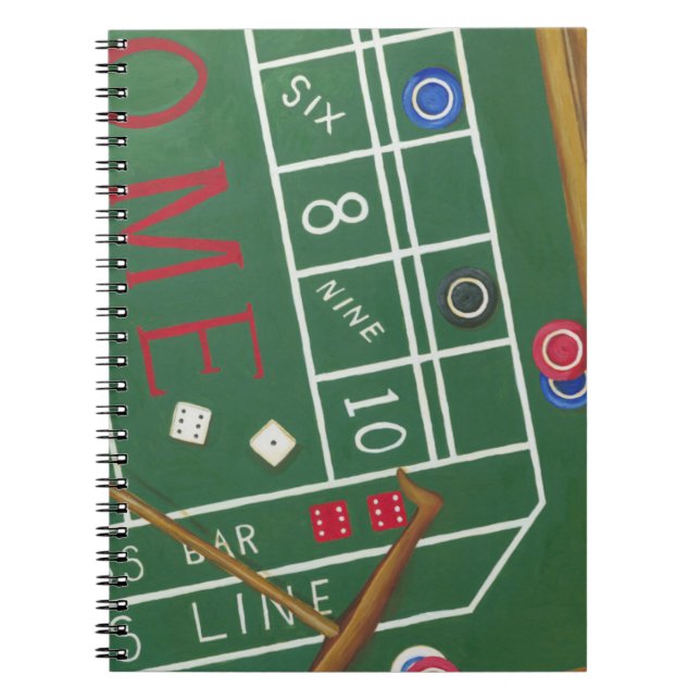 Casino Craps Tisch mit Chips und Würfeln Notizblock (Vorderseite)