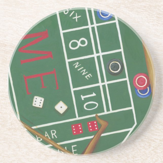 Casino Craps Tisch mit Chips und Würfeln Untersetzer (Vorne)