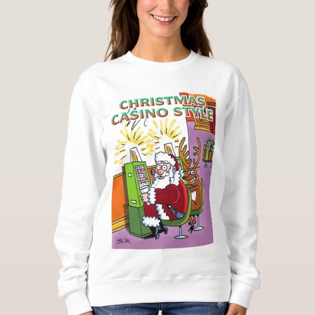 Casino de Noël style femme sweatshirt blanc (Devant)
