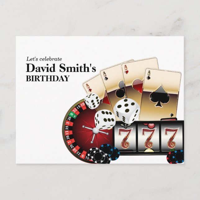 Casino Erwachsenenspiel Geburtstag Postkarte Einla (Vorderseite)