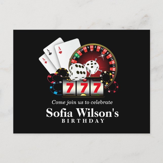Casino Erwachsenenspiel Geburtstag Postkarte Einla (Vorderseite)