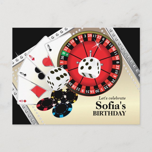 Casino Erwachsenenspiel Geburtstag Postkarte Einla (Vorderseite)