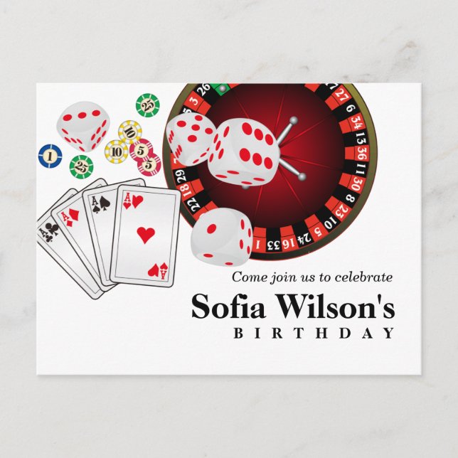 Casino Erwachsenenspiel Geburtstag Postkarte Einla (Vorderseite)