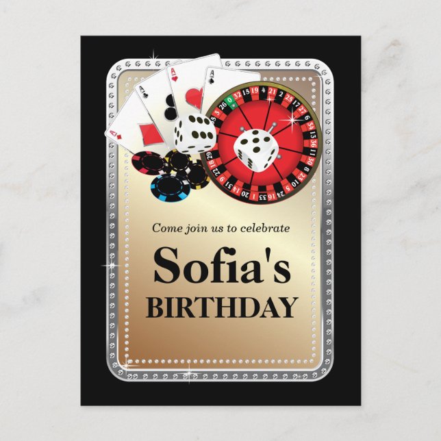 Casino Erwachsenenspiel Geburtstag Postkarte Einla (Vorderseite)