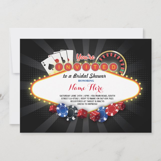 Casino Fête des mariées Nuit Las Vegas Invitation  (Devant)
