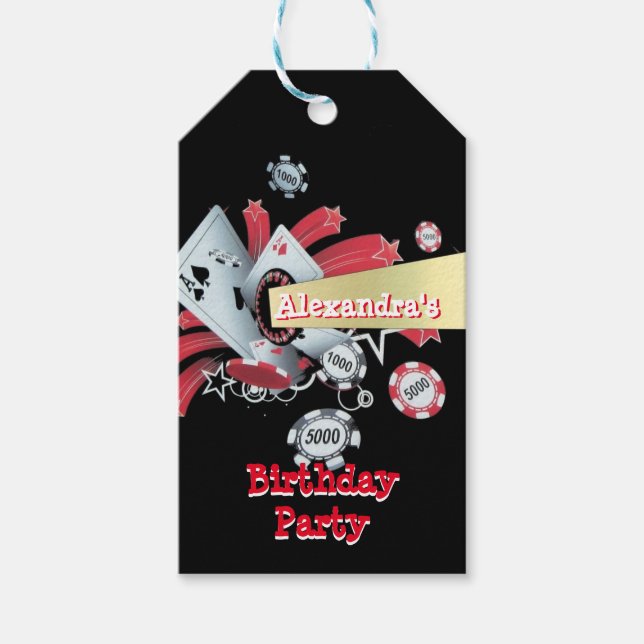 Casino Gambling Brauch Geburtstagsparty Geschenkanhänger (Vorderseite)
