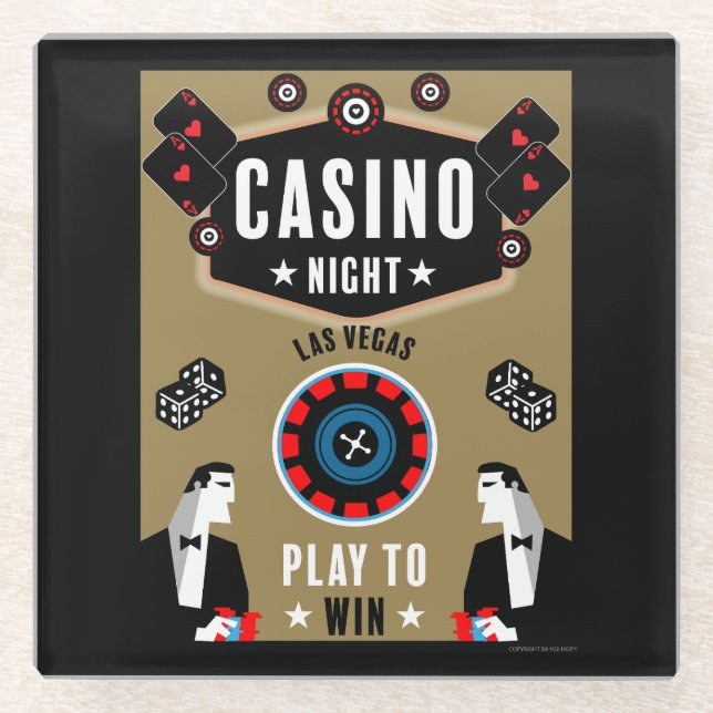 Casino Gambling Poker Roulette Glasuntersetzer (Vorderseite)