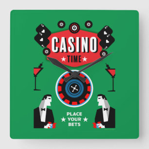 Casino Gambling Poker Roulette Quadratische Wanduhr