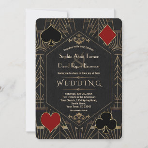Casino Gold Black Gatsby 1920er Hochzeit Einladung