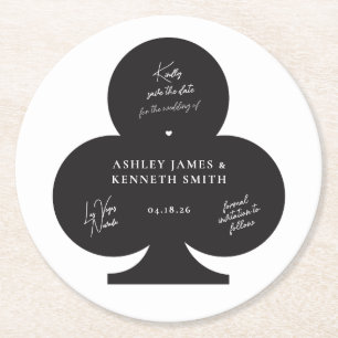 Casino Hochzeit Speichern Sie das Datum Runder Pappuntersetzer