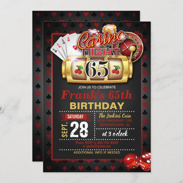 Casino Invitation 65e anniversaire (Devant / Derrière)