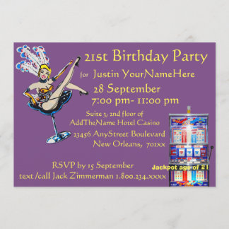 Casino Jackpot Showgirl Birthday Einladung