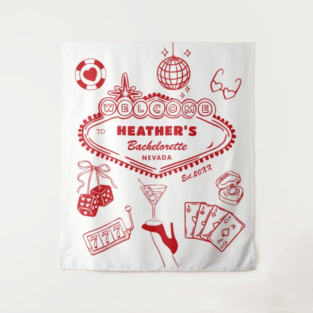 Casino Las Vegas Bachelorette Party Banner Wandteppich (Vorderseite)