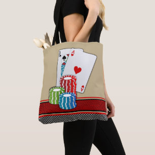 Casino Las Vegas Blackjack Karten und Chips auf de Tasche