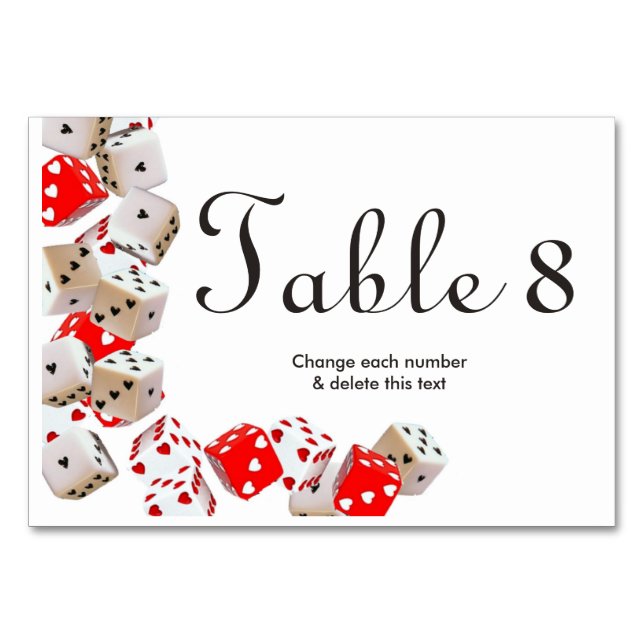 Casino Las Vegas Gambling Wedding Tischnummern (Vorderseite)