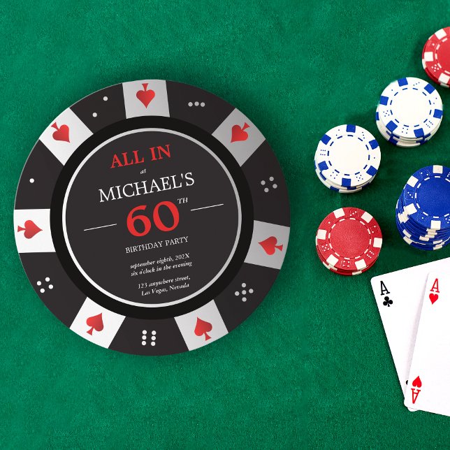 Casino Las Vegas Poker Chip 60. Geburtstag Einladung (Von Creator hochgeladen)