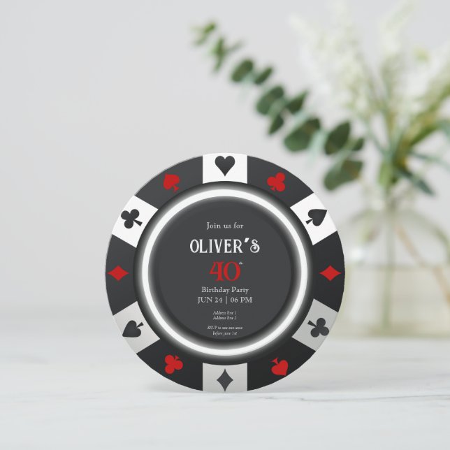 Casino Las Vegas Poker Einladung (Stehend Vorderseite)