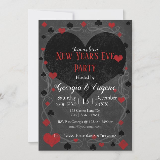 Casino/Las Vegas Silvester Party Einladung (Vorderseite)