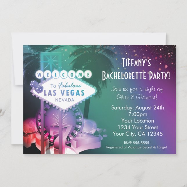 Casino Las Vegas Spielen Einladung (Vorderseite)