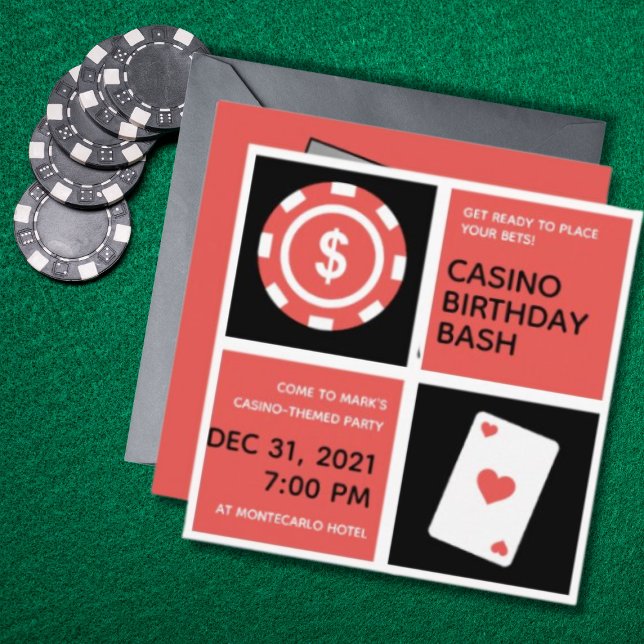 Casino minimal à thème 40e anniversaire Invitation (Créateur téléchargé)