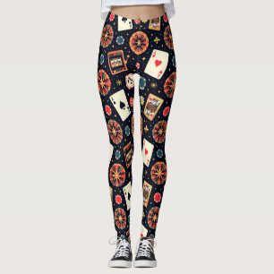 Casino-Musterdesign auf Schwarz Leggings