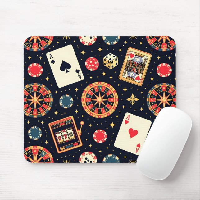 Casino-Musterdesign auf Schwarz Mousepad (Mit Mouse)
