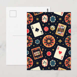 Casino-Musterdesign auf Schwarz Postkarte