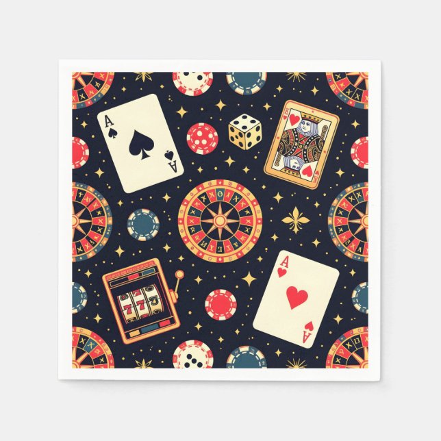 Casino-Musterdesign auf Schwarz Serviette (Vorderseite)