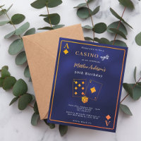 Casino Nacht blauer Gold Einladung zum Geburtstag