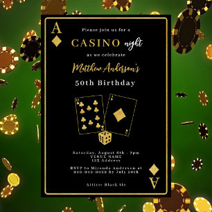 Casino-Nacht Schwarzes Gold Geburtstag Einladung