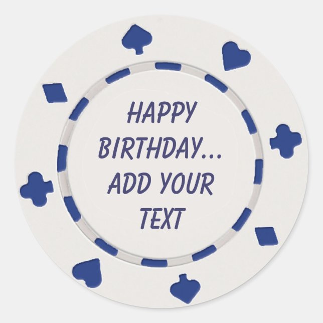 Casino Night Birthday Cupcake Toppers Stickers (Vorderseite)