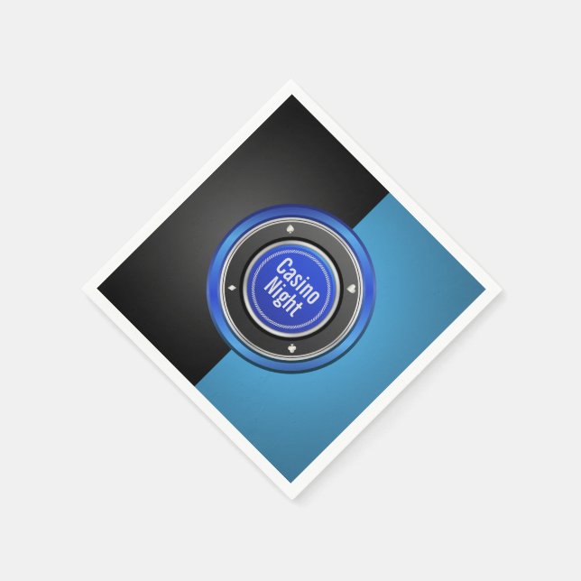 Casino Night Black and Blue Poker Chip Serviette (Ecke)
