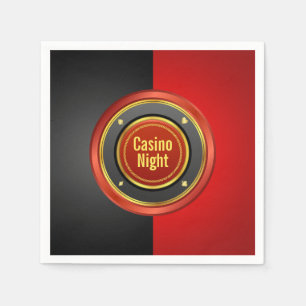 Casino Night Black and Red Poker Chip Serviette