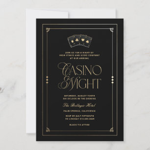 Casino Night Einladung Schwarz Gold Art Deco