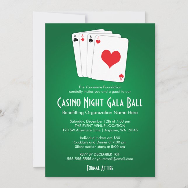 Casino Night Gala Einladung (Vorderseite)